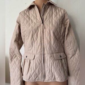 NEW YORK & CO Quilted Beige Women's Jacket - Classic Zip Front Size Medium
